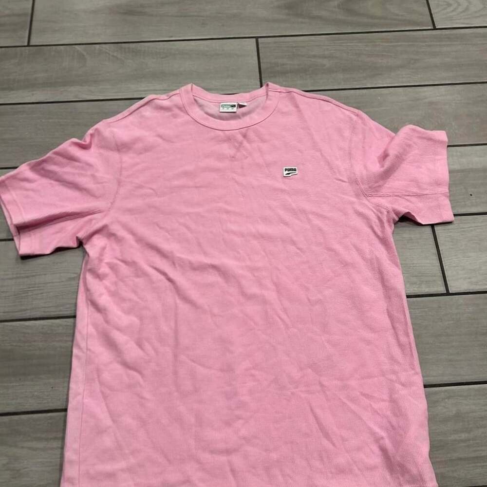 Puma Waffle Knit T-Shirt Size XL Pink Cotton